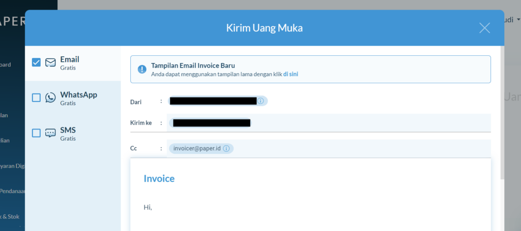 Bisa dikirim lewat Email/SMS/WhatsApp