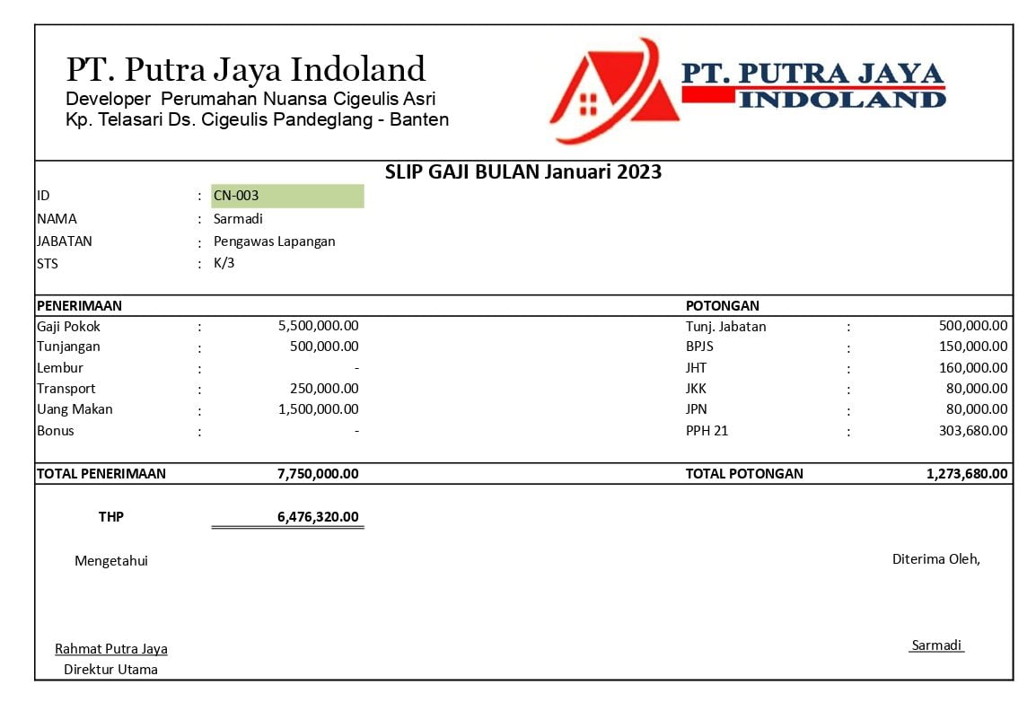 10 Contoh Slip Gaji Karyawan Dan Komponen Pentingnya 9652