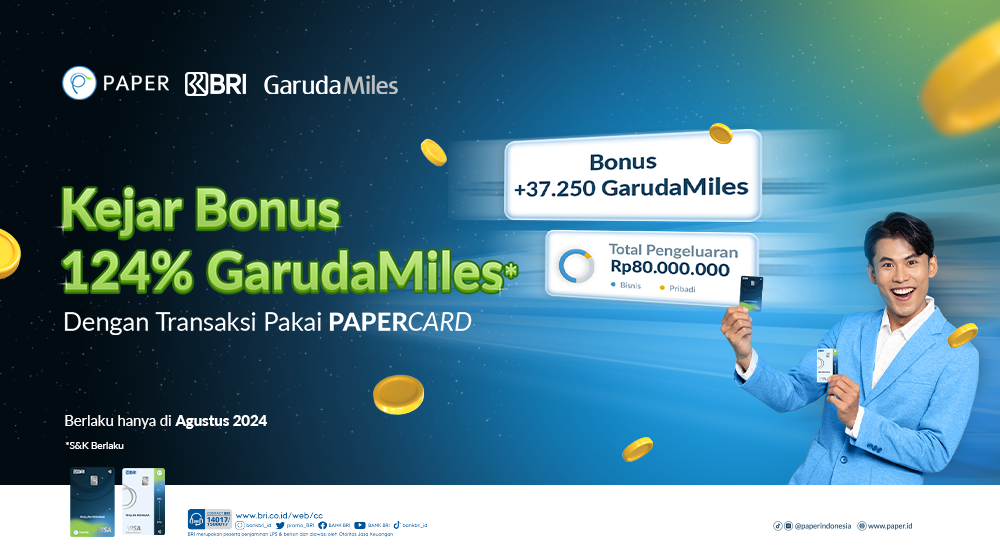 Transaksi Pakai PAPERCARD, Bonus GarudaMiles 124%