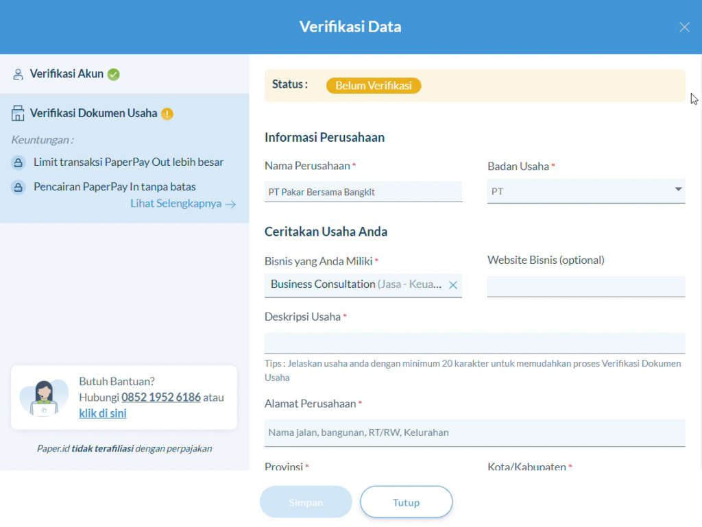 Verifikasi Dokumen Usaha Perorangan