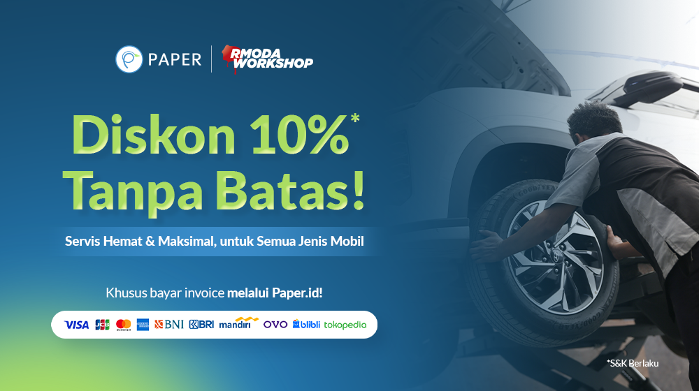 Diskon 10% Tanpa Batas untuk Service di RMODA Workshop, Transaksi dengan Paper.id Sekarang!