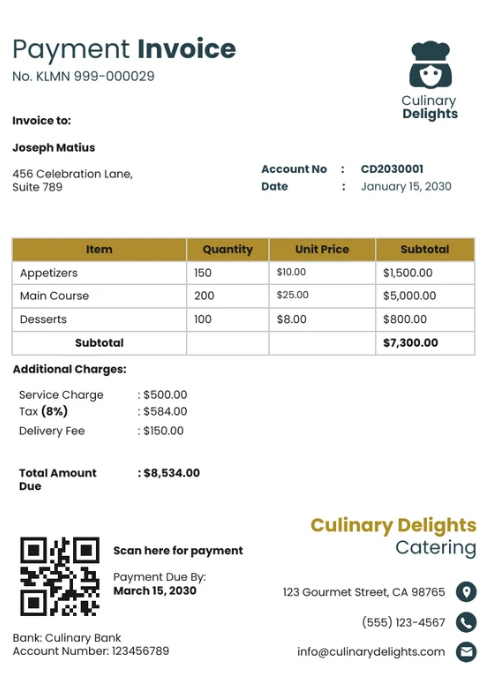 Contoh invoice catering pernikahan
