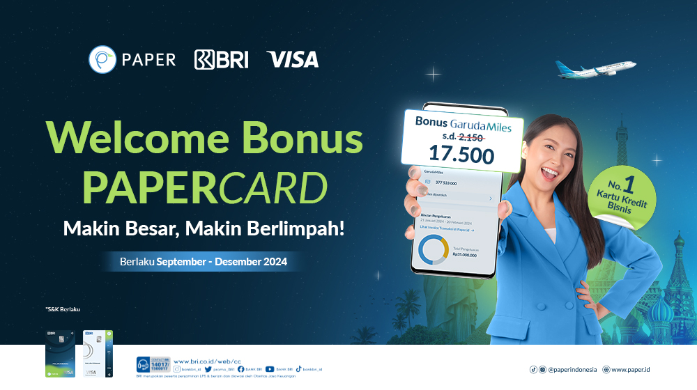 Lebih Besar, Welcome Promo PAPERCARD, Bonus s.d 17.500 GarudaMiles