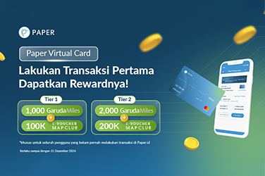 Pakai Paper Virtual Card, Bonus 2000 Miles dan E-Voucher MAP Rp200.000!