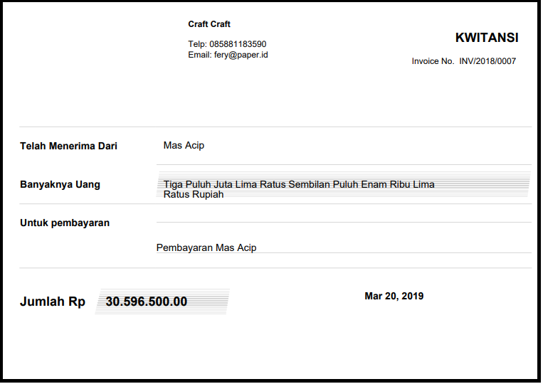 contoh kwitansi digital